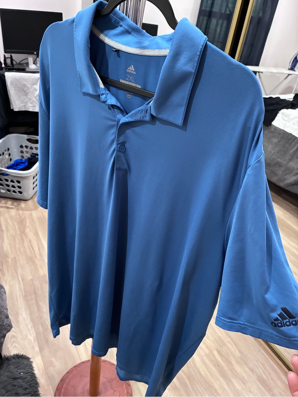 adidas Men’s Light Blue Short-Sleeve Polo